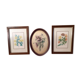 3 petits tableaux, avec les fleurs à l’honneur