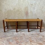 Rustic wood and straw bench