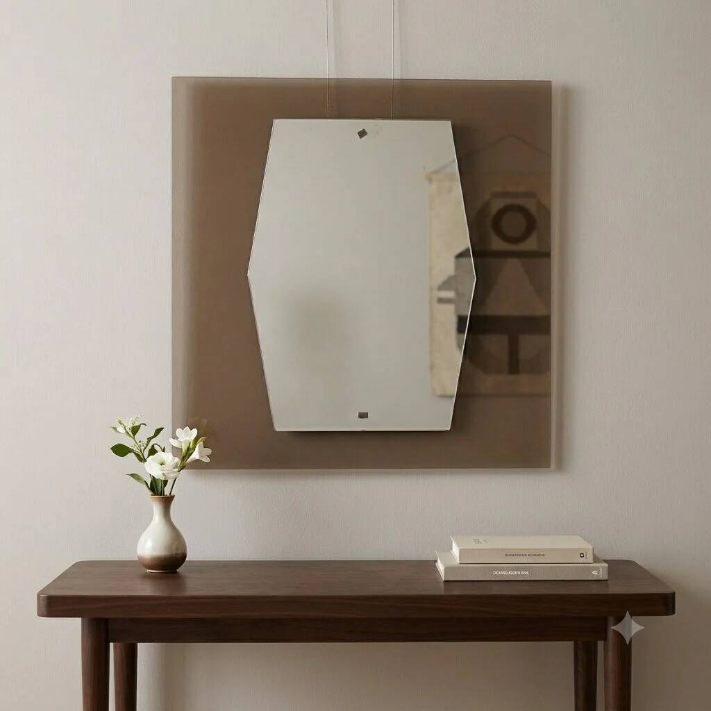 Vintage smoked glass mirror, Italian design, 1960s.