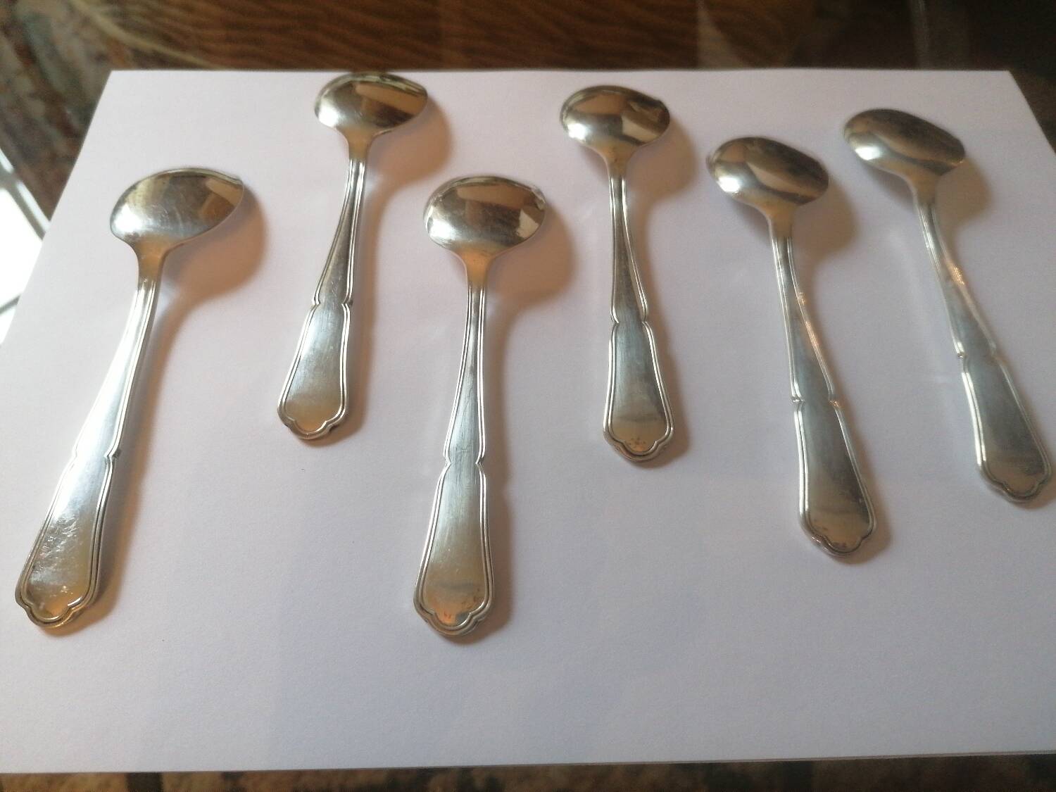 6 silver metal ice cream spoons