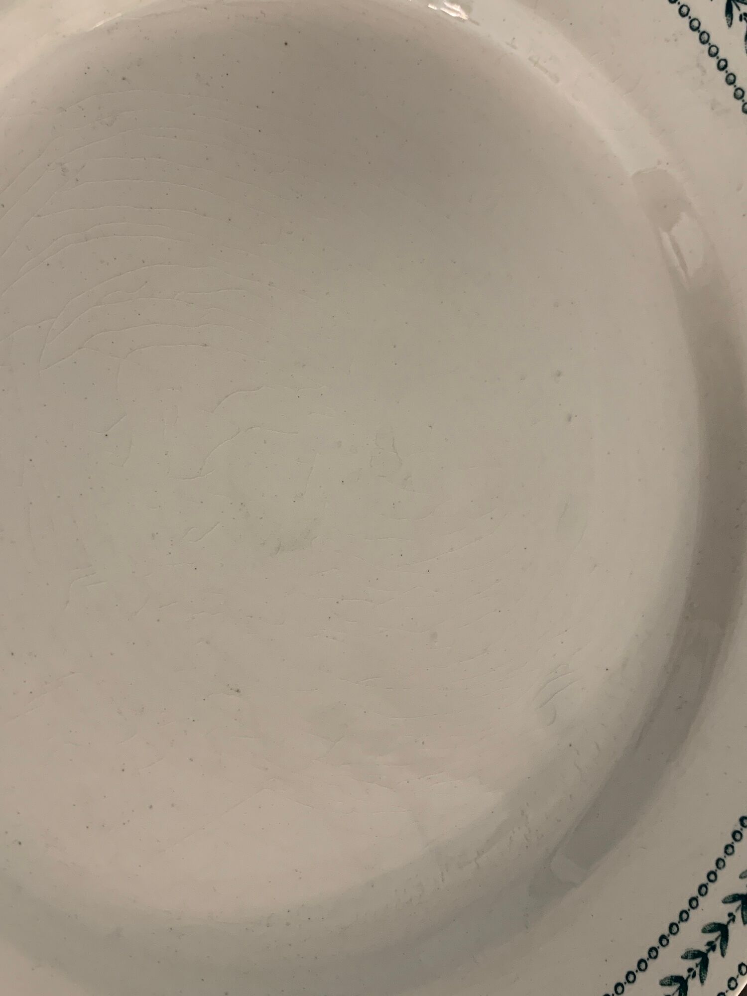 8 flat plates in opaque porcelain from Gien Terre de Fer, model Lauriers, XXth