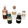 Set of 5 old vials and vials of apothecaries