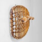 Italian Mid-Century Bamboo and Rattan Coat Rack by Bonacina, 1960s