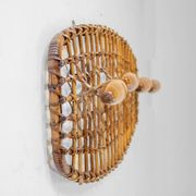 Italian Mid-Century Bamboo and Rattan Coat Rack, 1960s