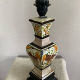 Lampe de salon en faïence façon craquelée décor fait main époque XXe
