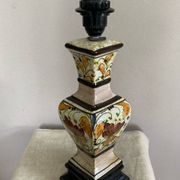 Lampe de salon en faïence façon craquelée décor fait main époque XXe