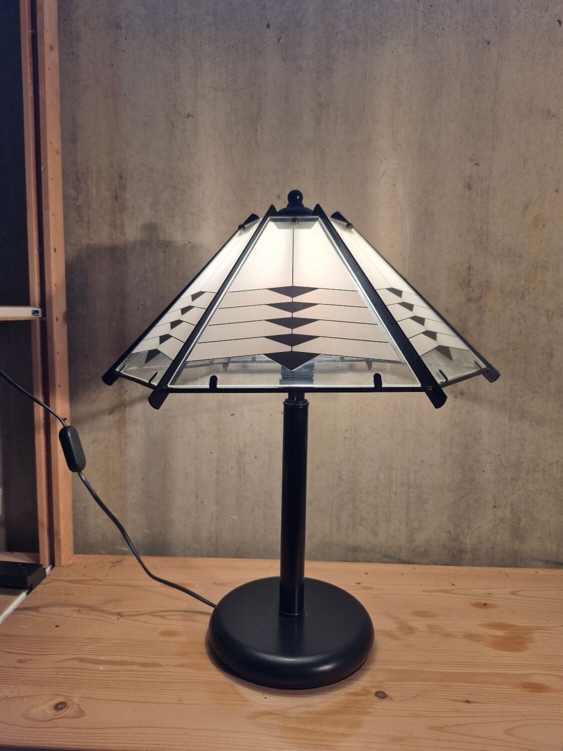 Postmodern black white table lamp art deco style 1980s