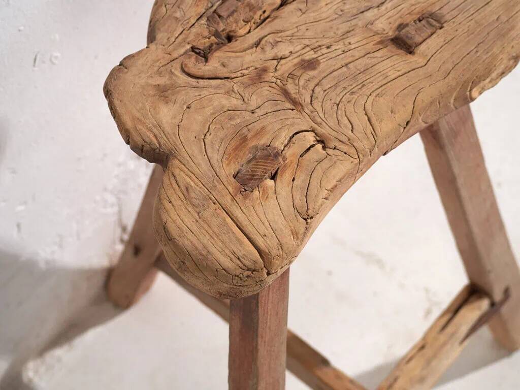 Antique stool in wabi-sabi style (c.1900) #8