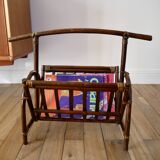Bamboo and rattan magazine rack from the 70s