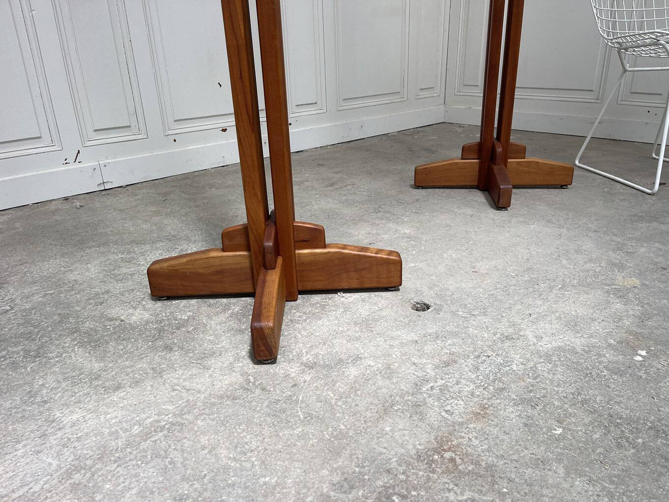 Pair of 1970s coat racks in solid elm