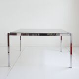 Milo Baughman chrome and smoked glass dining table – 1970 – Italy