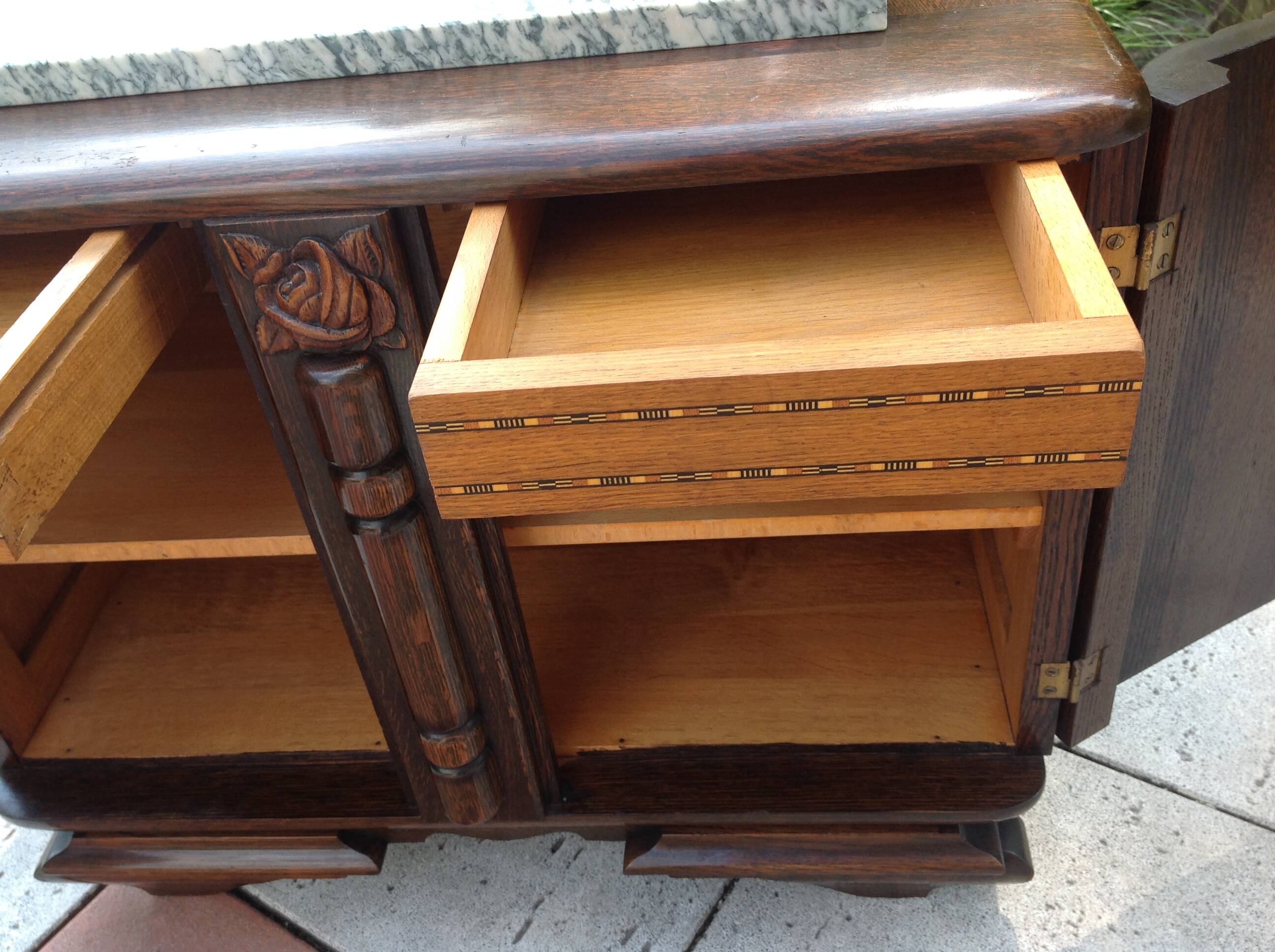 Two-door oak bedside table / 50s/60s