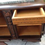 Two-door oak bedside table / 50s/60s