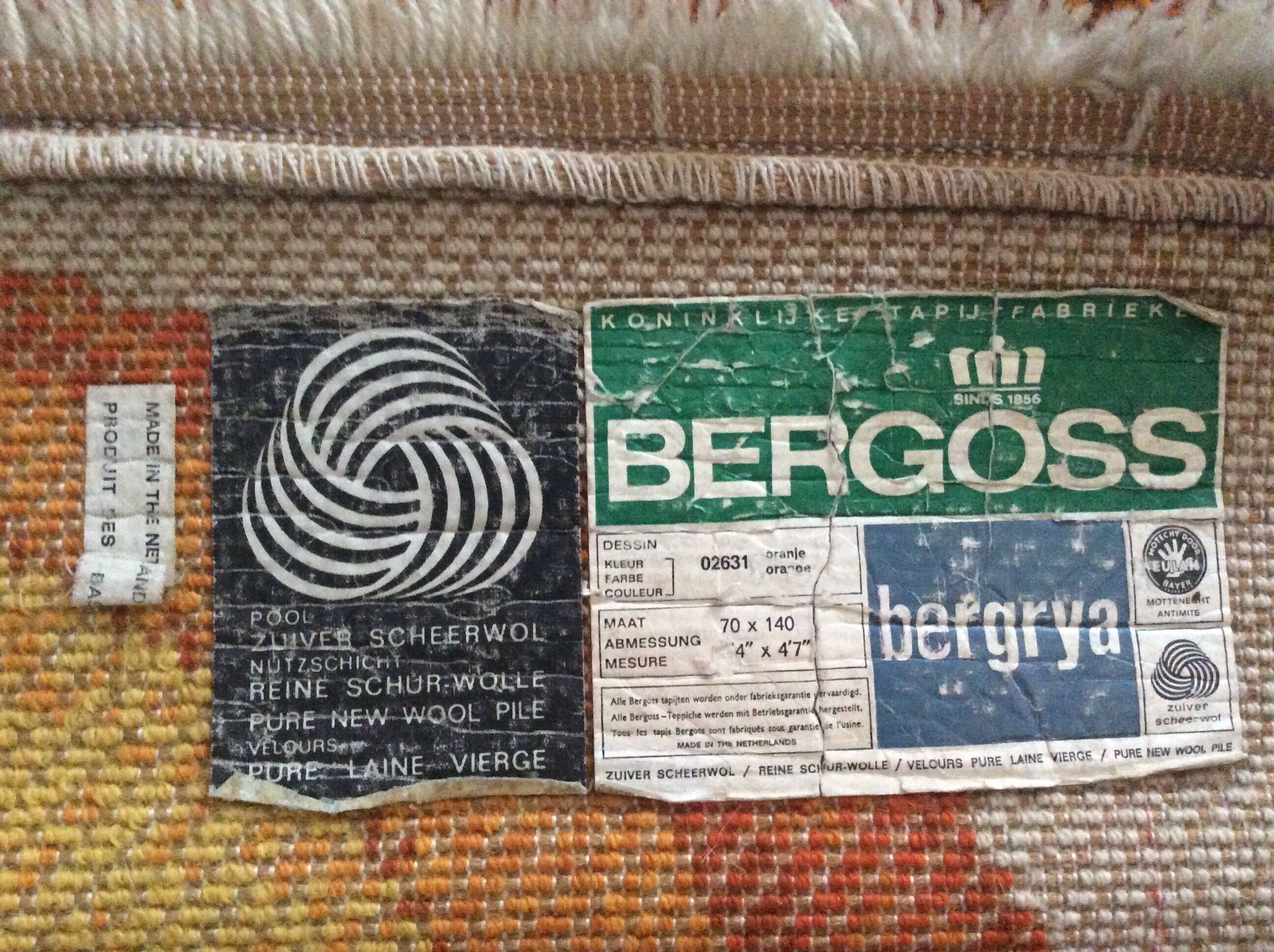 Duo de tapis Bergrya par Bergoos des années 60