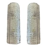 Set of Two "Crocodile" Transparent Murano Glass Wall Sconces