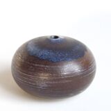 Vintage blue and brown ceramic soliflore vase - Antonio Lampecco