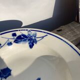 Blue earthenware salad bowl Moulin des loups