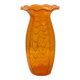 Vintage XL Murano glass vase Fenton - Italy 1970s - Orange with white stripes