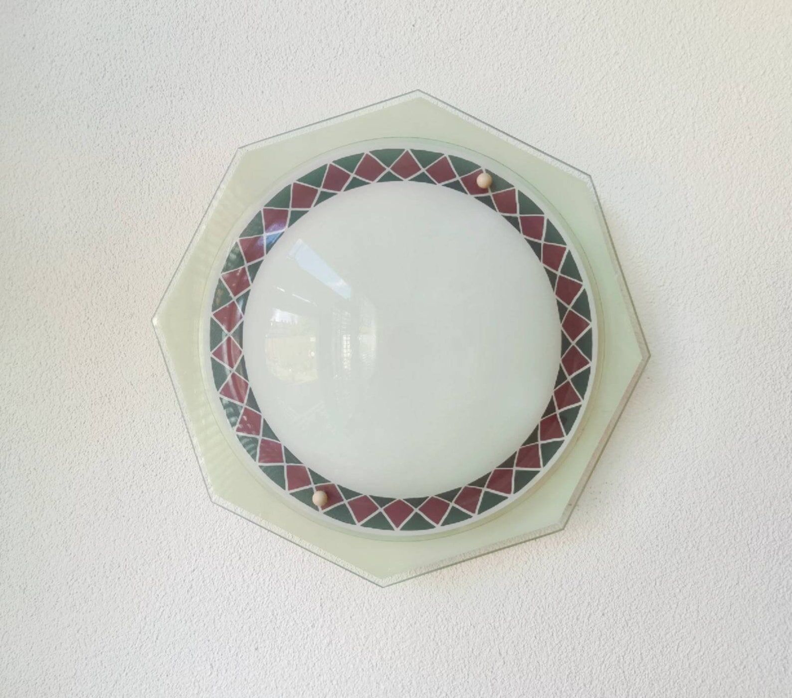 Vintage glass ceiling lamp 80s