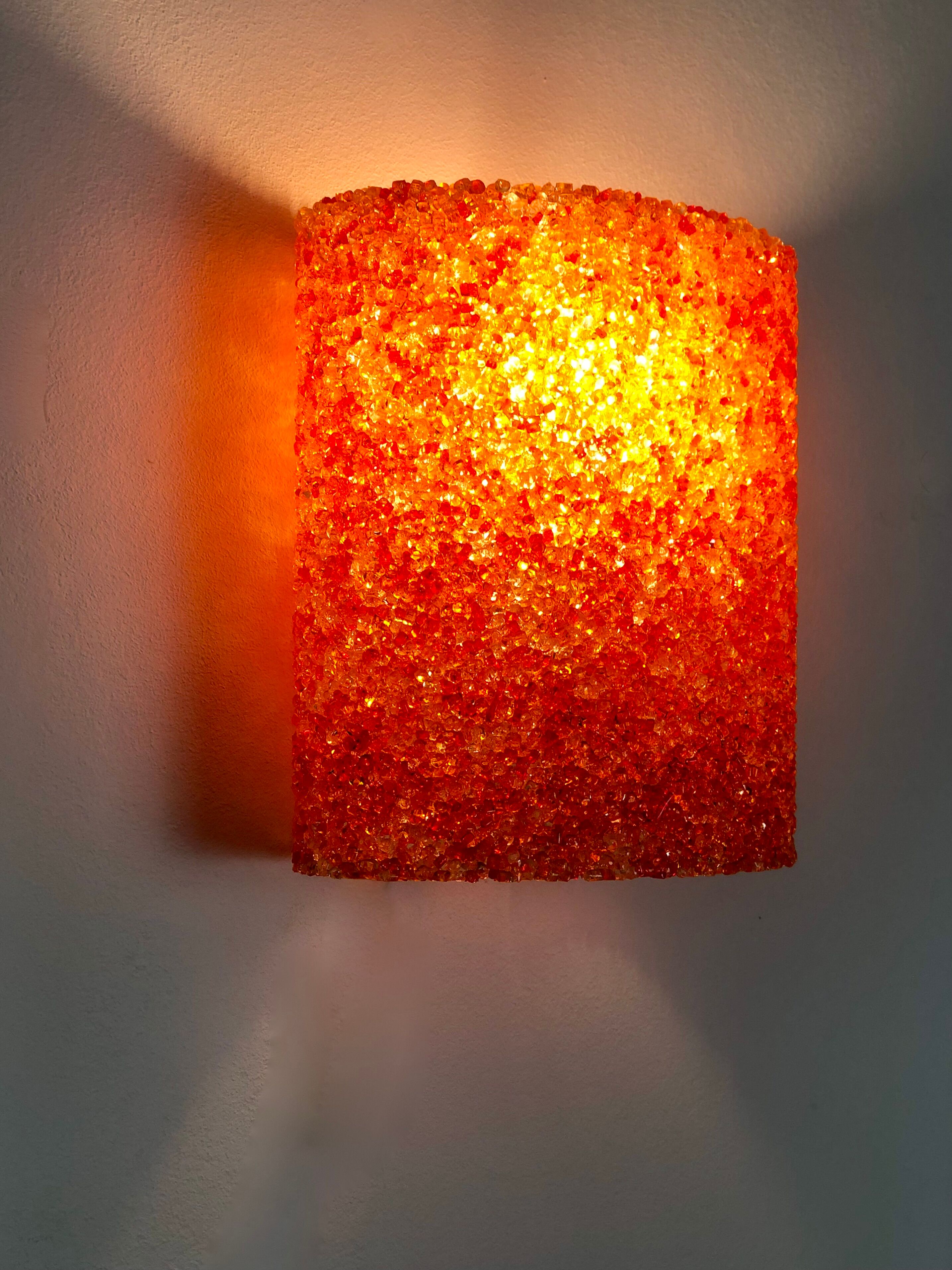 Wall lamps (the pair) in vintage orange Perspex 1960