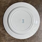 Léon Graves round dish in blue ironstone, "Oeillets" service