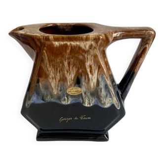 Flamed enameled ceramic carafe / pitcher