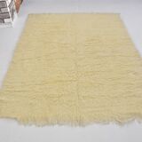 White Vintage Angora Wool Rug sku 1681