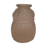 Vase in molded pressed glass frosted white stylized in art deco shapes