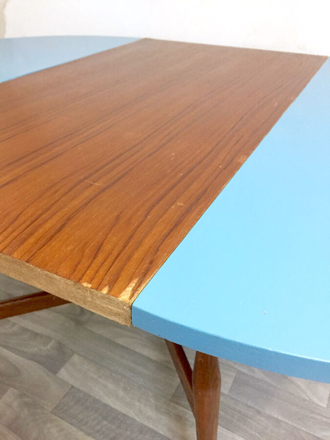 Scandinavian coffee table"smørrebrød" blue, 1960