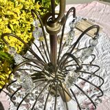 Magnificent Cascade Chandelier in Brass & Crystal Glass 1970s Vintage