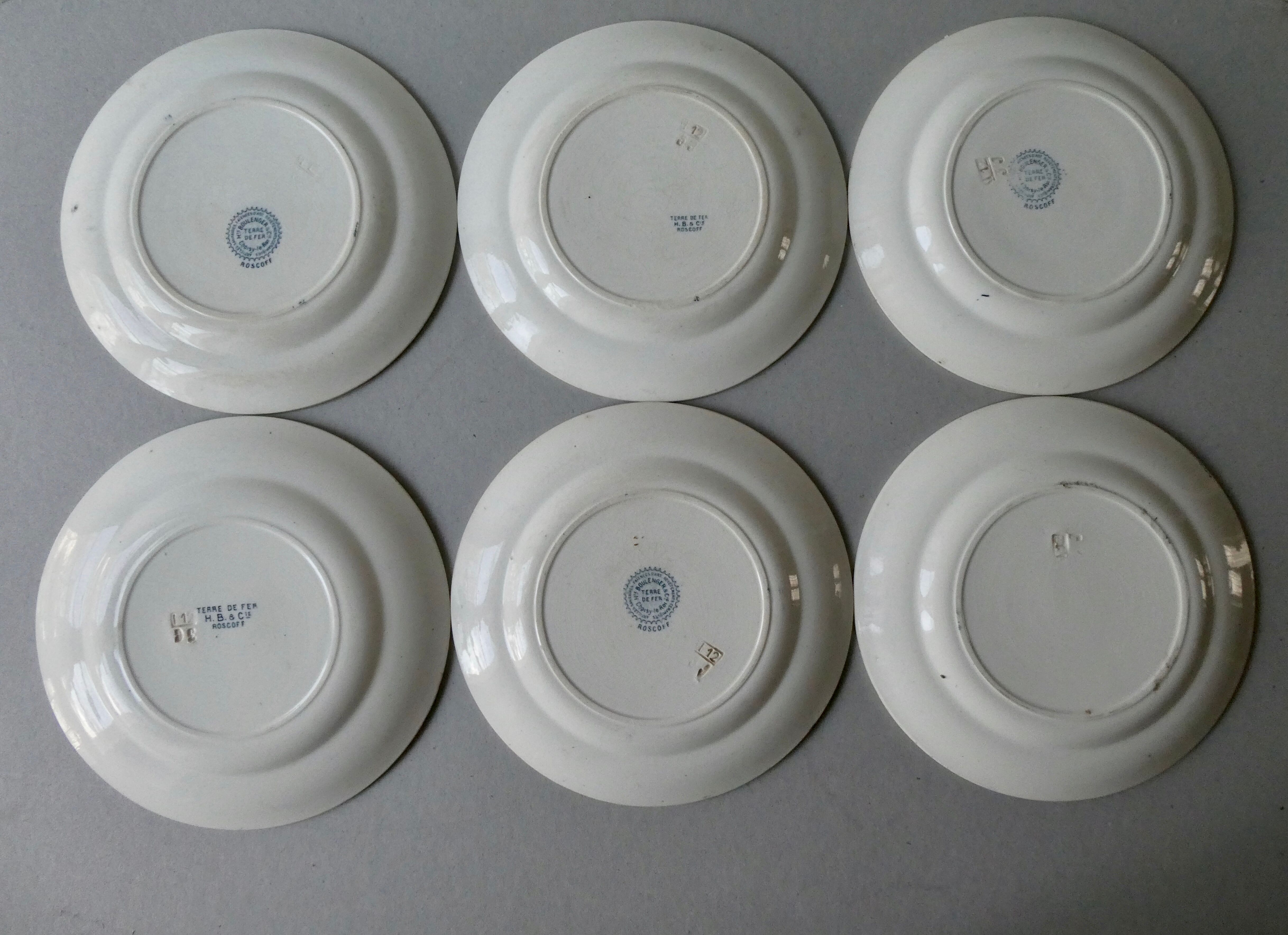 Set of 6 flat plates Roscoff, Choisy king The King Boulenger Iron land