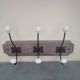 Wall coat rack in wood and porcelain