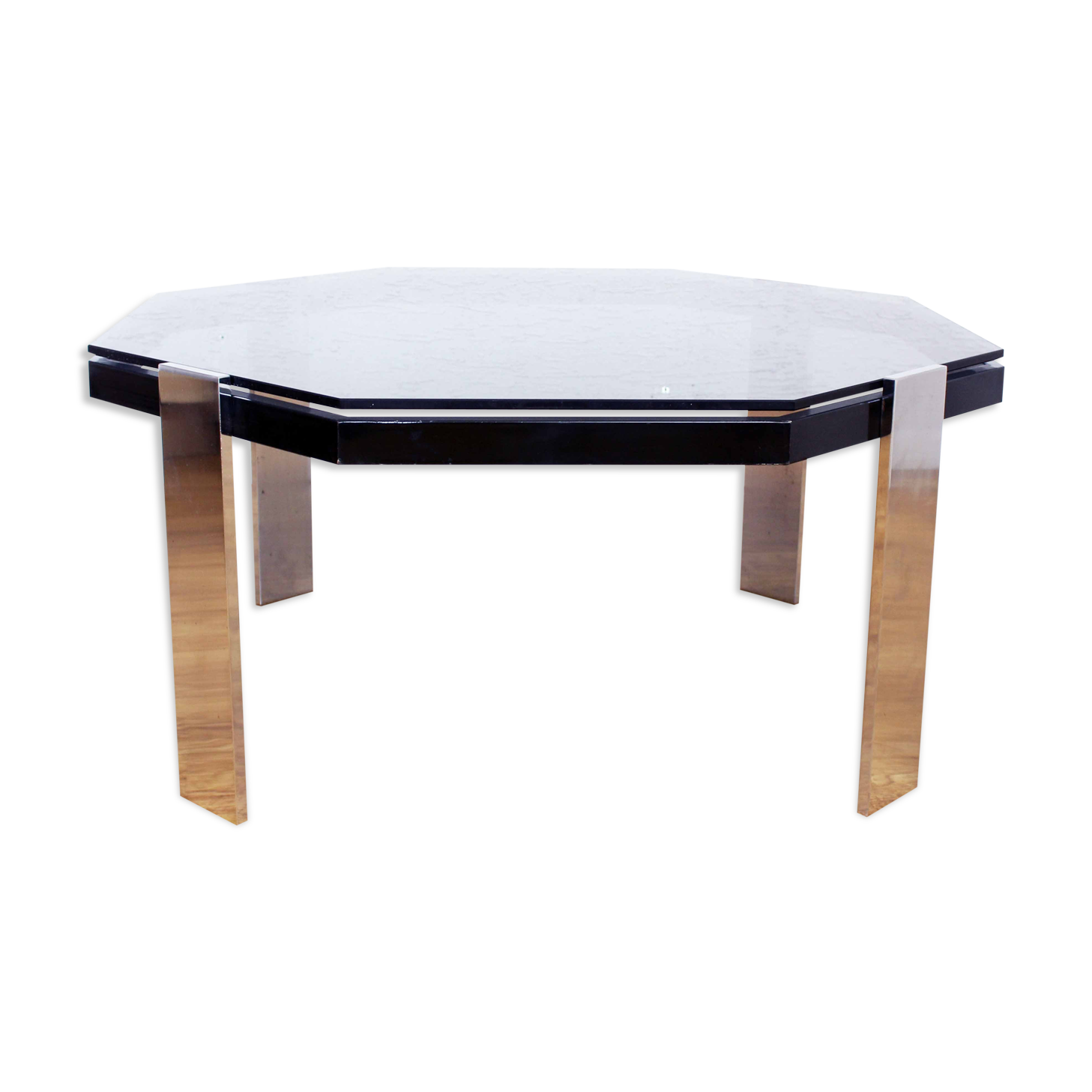Smoked glass and metal coffee table, 1970s