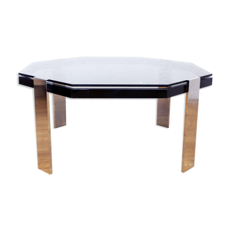 Smoked glass and metal coffee table, 1970s