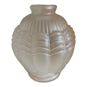 Vase ball Espaivet art deco frosted glass satin white