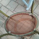 Old oval table with marble top, Louis XVI style