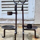 Vintage brutalist steel candle holder