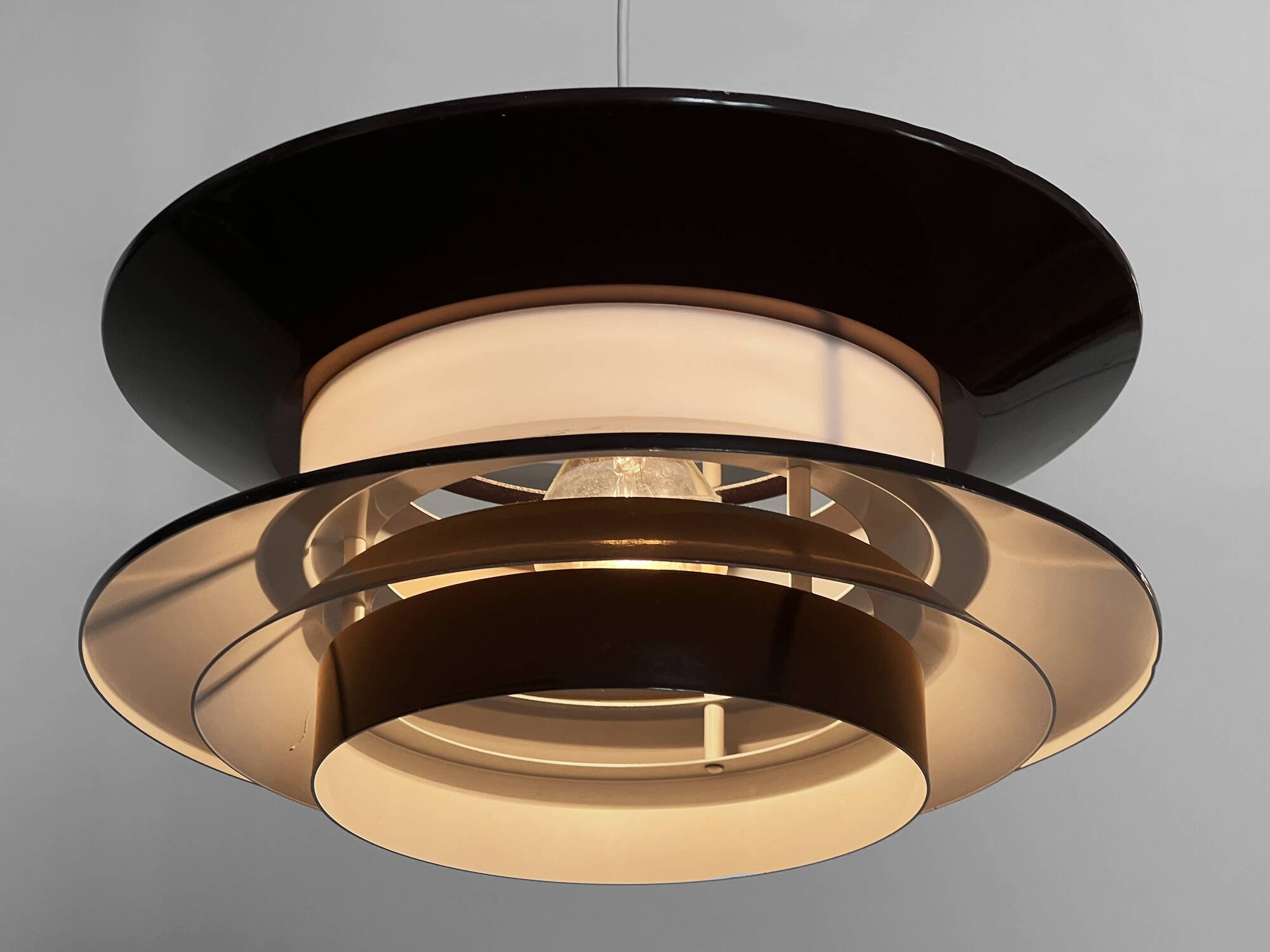 Pendant light "Trava" large brown version by Carl Thore for Granhaga Metallindustri. Sweden 1970s.