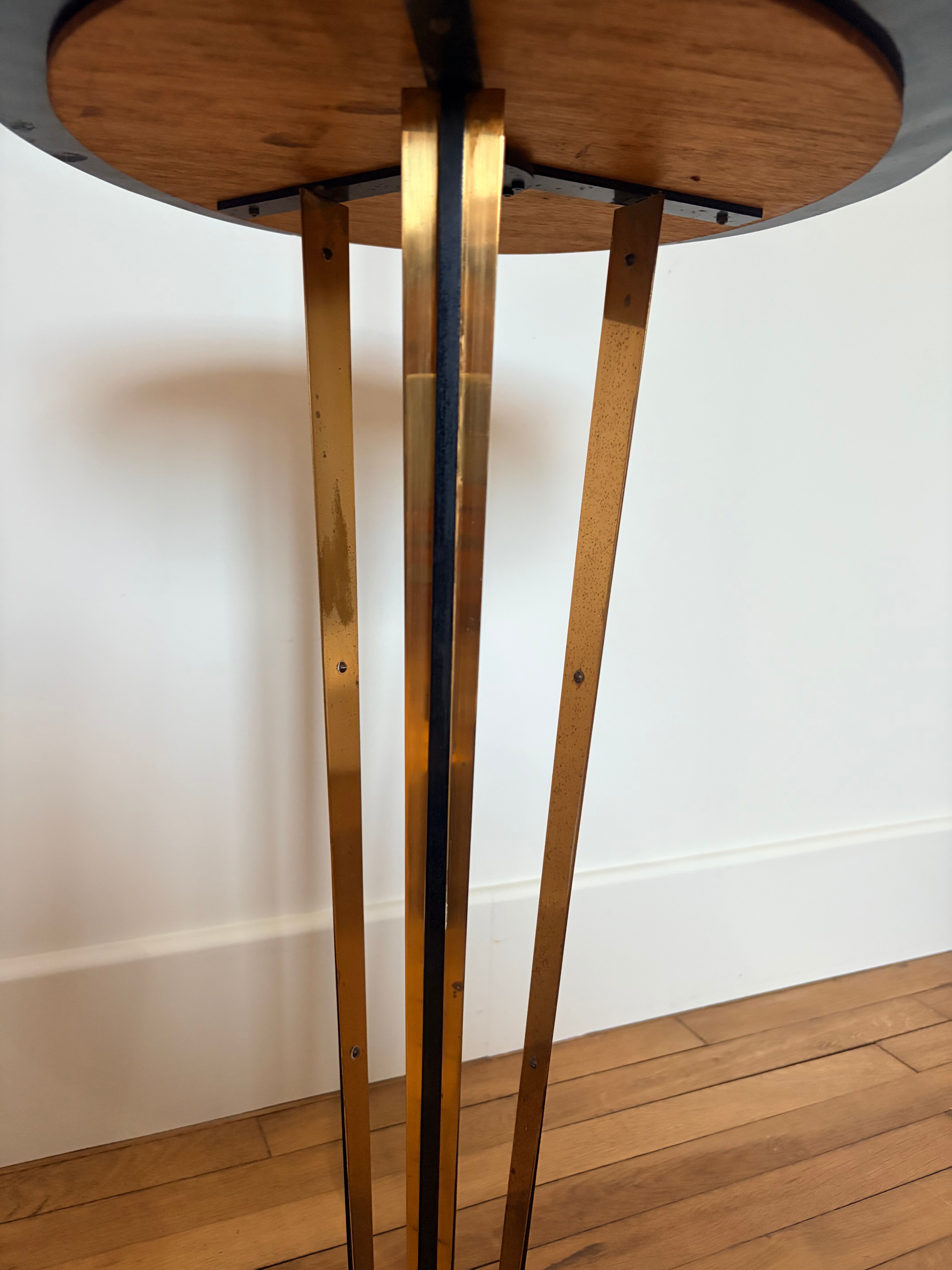 Art Deco lamp brass and black glass 260415