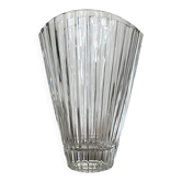Grand vase art déco éventail en cristal d'arques, France 1950