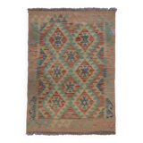Blush Pink Kilim Rug, Handwoven Wool Tribal Accent Area Rug 60x89cm
