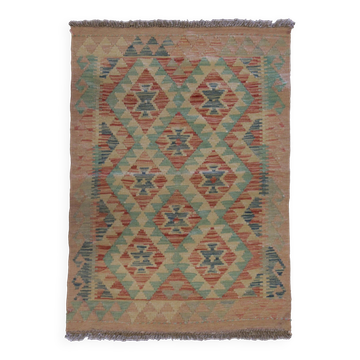 Blush Pink Kilim Rug, Handwoven Wool Tribal Accent Area Rug 60x89cm