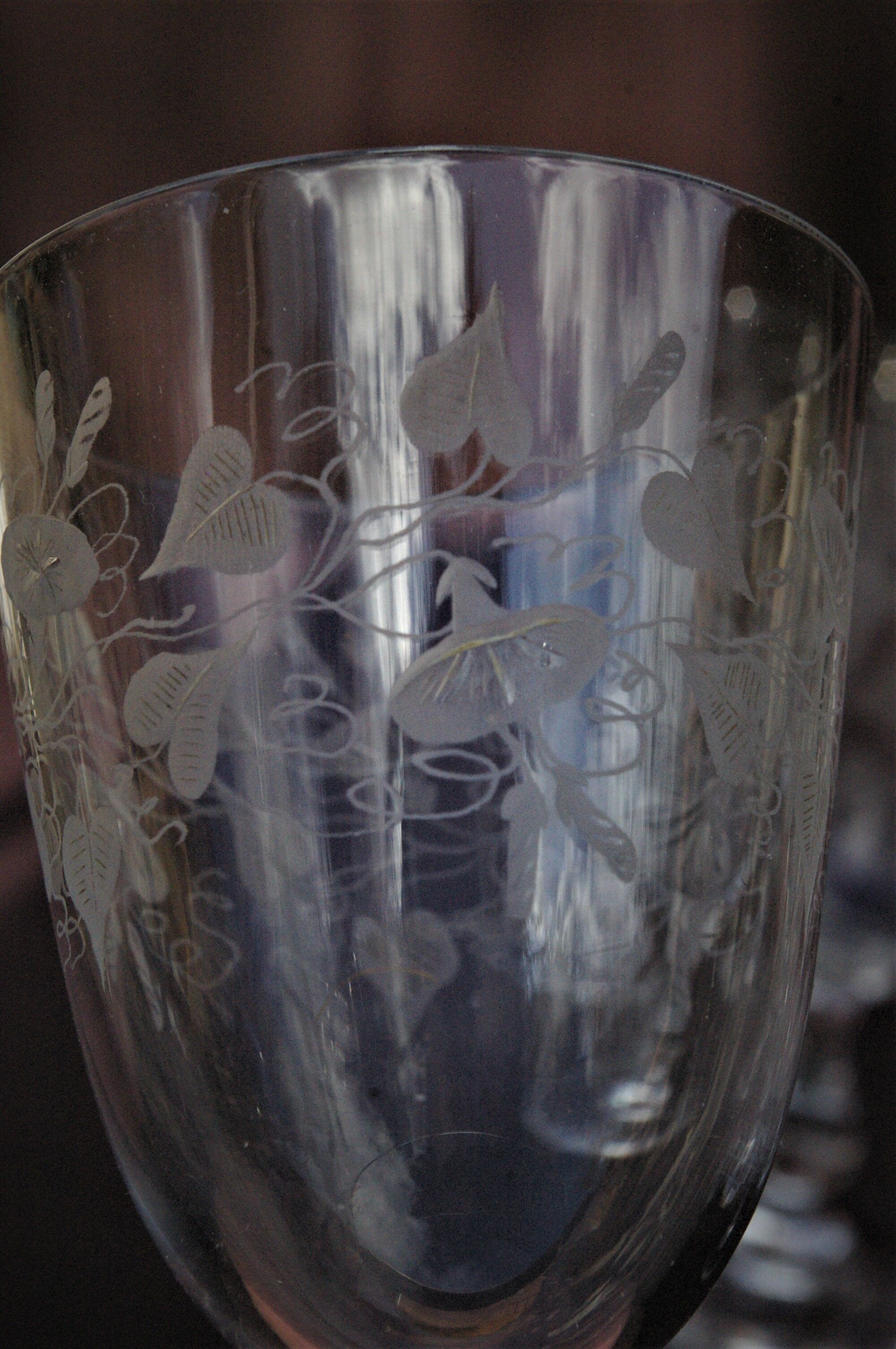 Set 11 Port Glasses White Wine Art Nouveau Crystal engraved Liseron