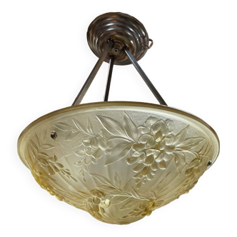 Art deco molded glass ceiling-mounted basin