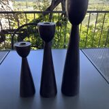 Trio bougeoirs en teck TIPI