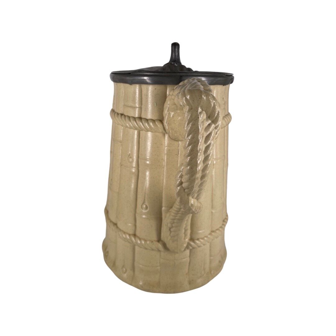 Large English Staffordshire Rigway Family jug by potters circa 1840 bamboo decor. The hatch