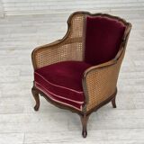 1950s, Danish armchair, furniture velour, ash wood,, mesh.