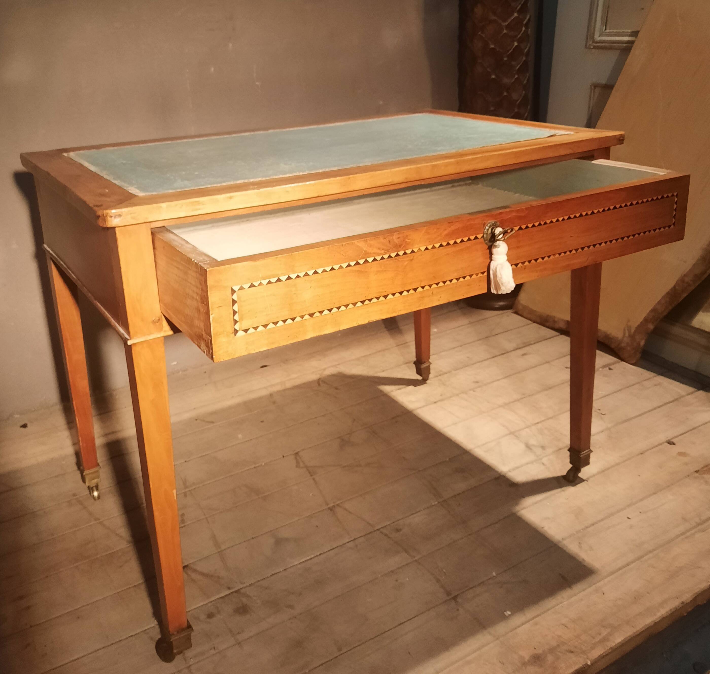 Yellow wooden writing table