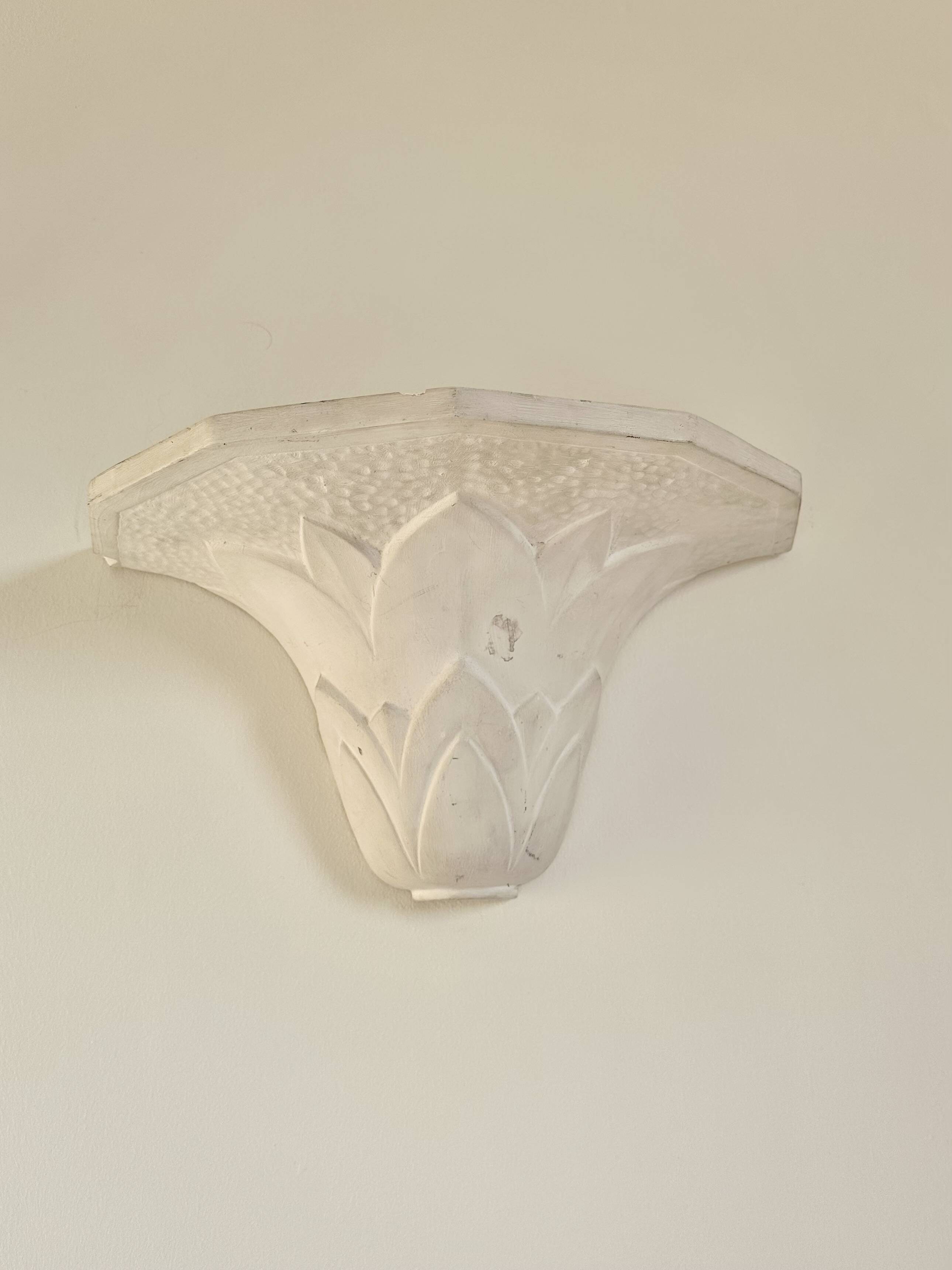 Pair of plaster wall sconces, palmette decoration, 20th century