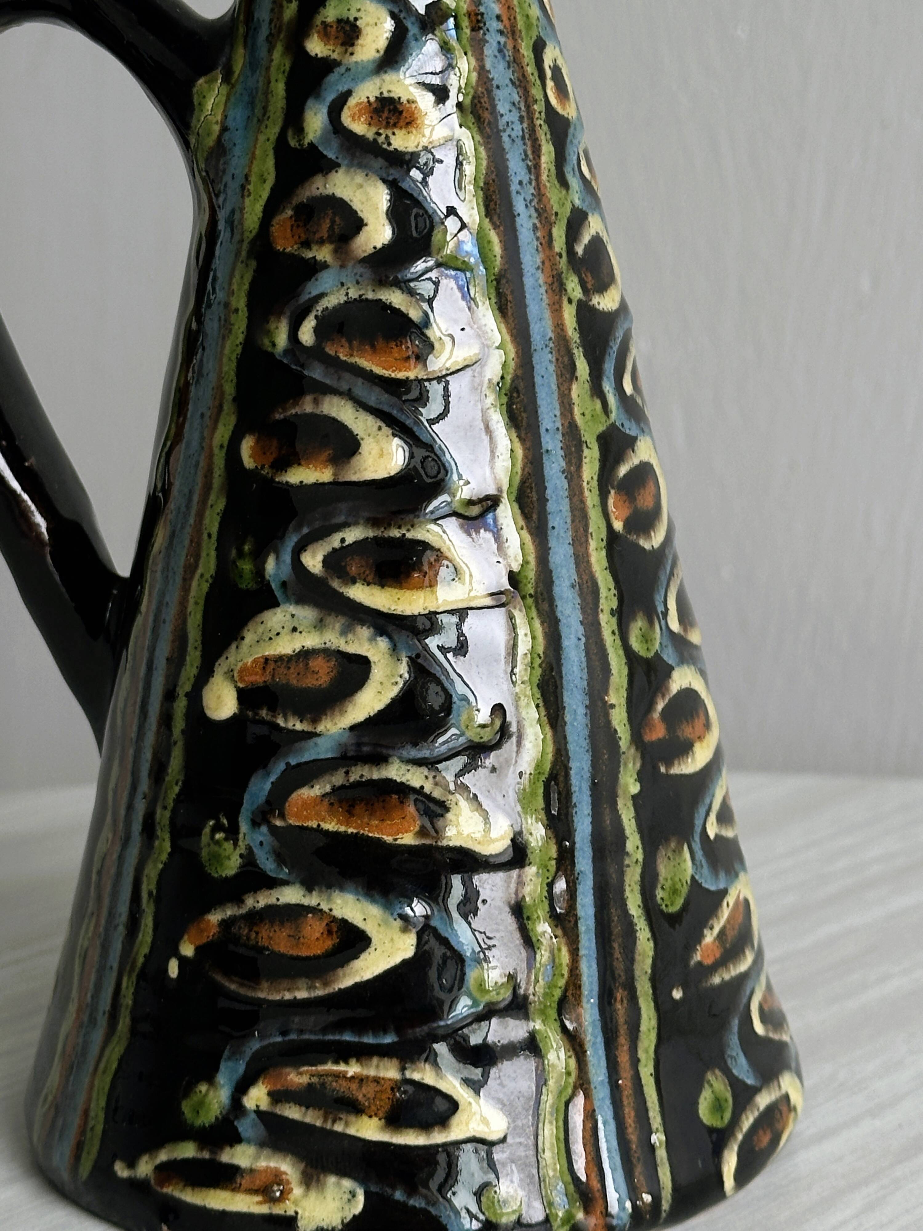 Pitcher, hand painted ceramic decorative pottery